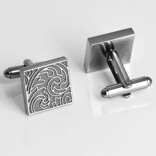 16mm Square Vintage Pattern Cufflinks – Antique Silver