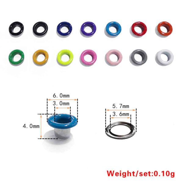 3-10mm 18-Color Shoe Eyelets Hollow Rivets for DIY Shoes 180 Pack