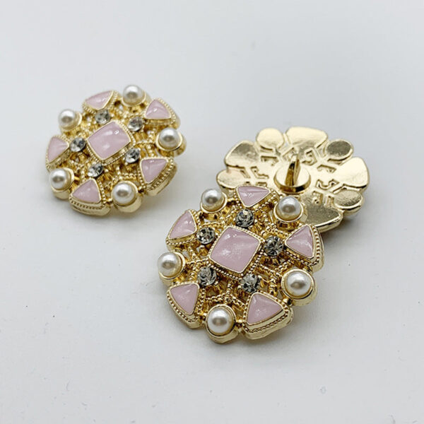 Vintage French-Inspired Rhinestone Round Metal Shank Buttons 12pcs - Image 4
