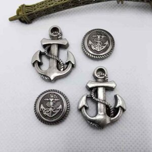 Vintage Antique Silver Anchor Rivets Nautical Punk Metal Studs 20 Pack