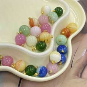 10mm Chinese Style Natural Jade Stone Buttons 20pcs