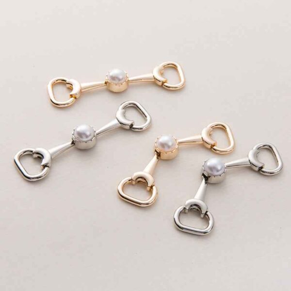72mm Gold Silver Metal Chain with Pearl Decorative Shoe Buckle 20 Pack