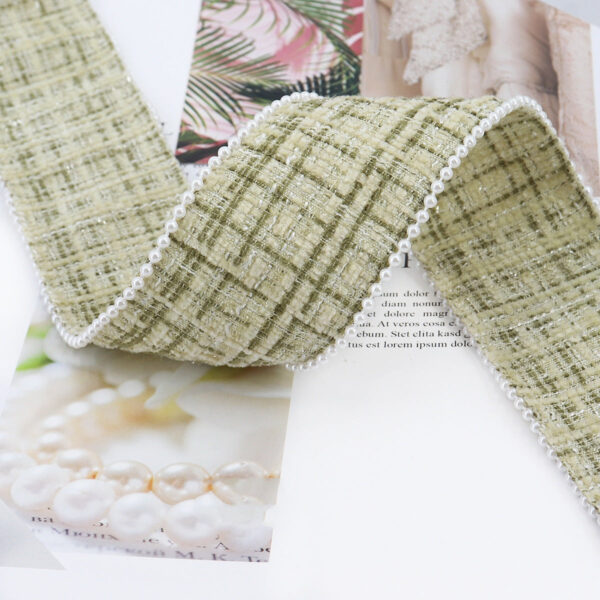 38mm Checkered Flannel Ribbon with Bead Edge 5 Yards - Image 8