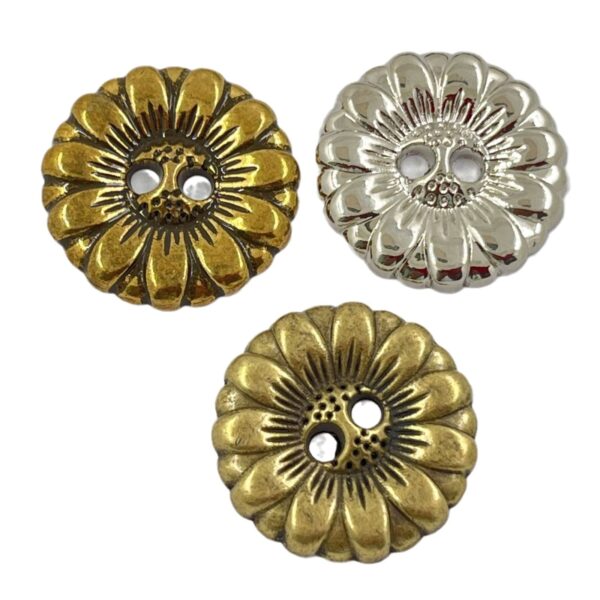 Antique Bronze Sunflower Two-Hole Sewing Buttons 120 Pack - Image 2