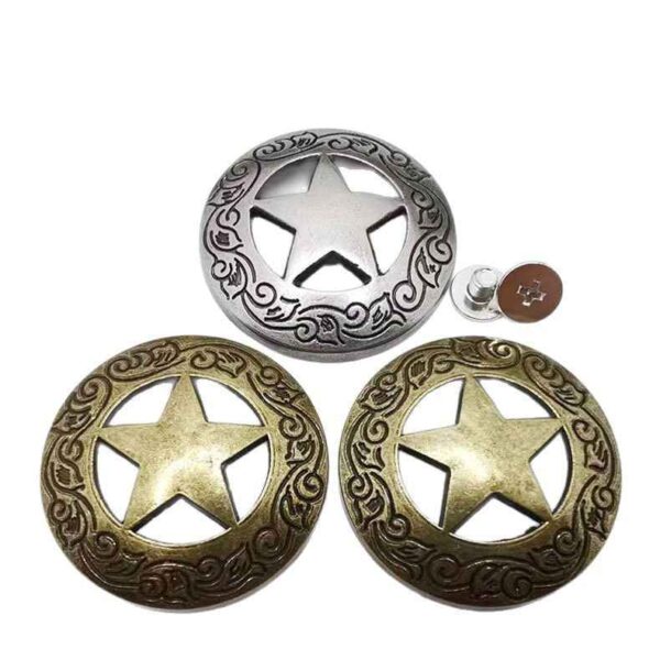 30MM Vintage Silver & Bronze Star Screw Studs Metal Rivets 20 Pack