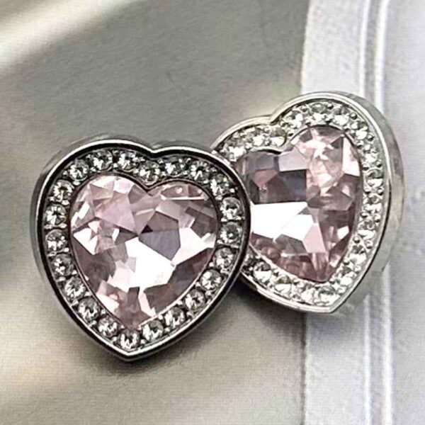 28L/36L Heart-Shaped Gemstone Metal Shank Buttons for Women 10pcs