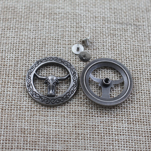 28mm Round Hollowed Bullhead Alloy Wallet Screws Metal Button 50pcs - Image 4