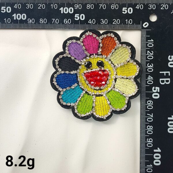 Sunflower and Heart Embroidered Patches with Crystal Accents 10 Pack - Image 2
