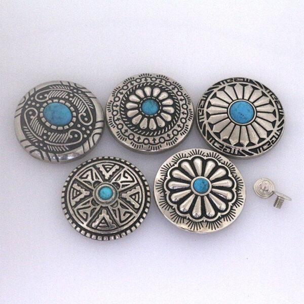 Turquoise Metal Stud Buttons for Belts Bag Clothing 50 Pack(10 Styles) - Image 3