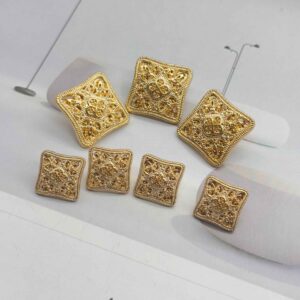 25MM Gold Square Pattern Vintage Decorative Metal Shank Buttons 30PCS