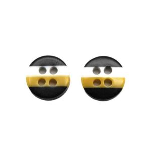 9mm Black White Yellow Round 4-Hole Resin Buttons 100pcs
