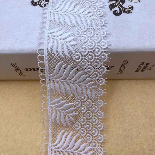 3.7CM Wide White Black Milk Silk Embroidered Leaf Lace Trim 10 Yards