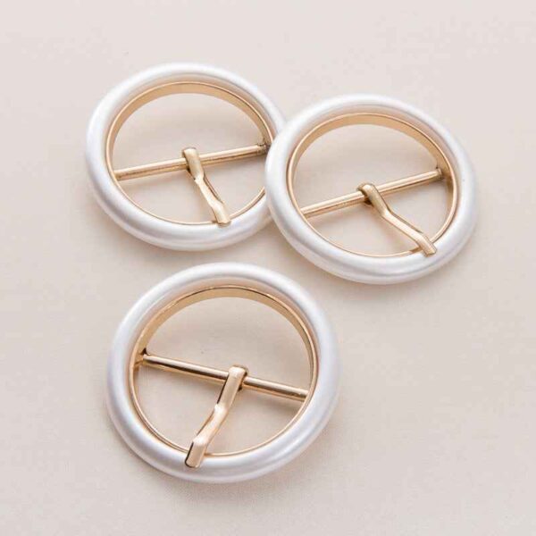 50mm Pearl White Resin Metal Round Adjustable Belt Buckle 20pcs