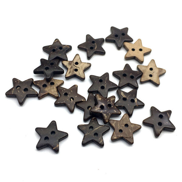 16mm Brown Two-Hole Star Coconut Shell Buttons 50pcs - Image 3