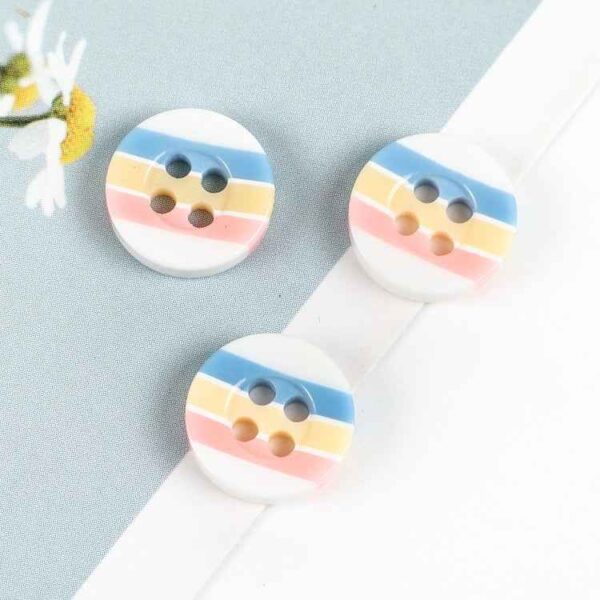 11.5mm Round 4-Hole Colorful Striped Buttons for Casual Shirts 96 Pack