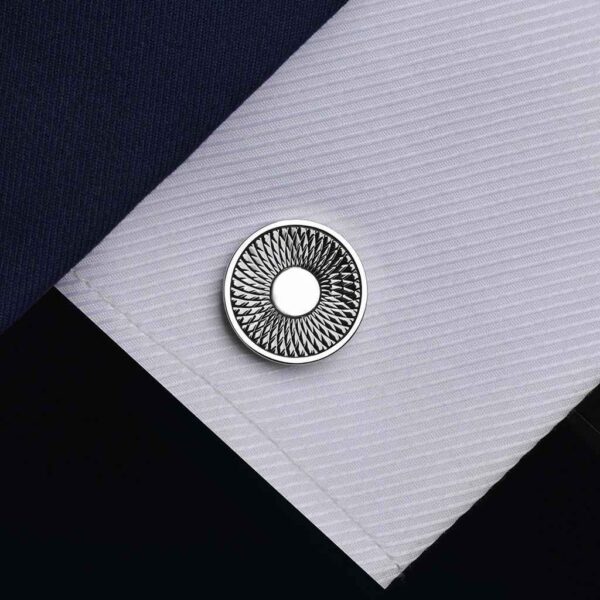 18mm Men's Wedding Round Engraved Cufflinks