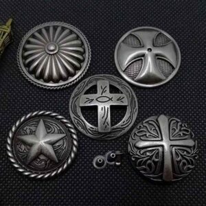 Vintage Floral Cross Studs Antique Chrysanthemum Star Rivets 20 Pack