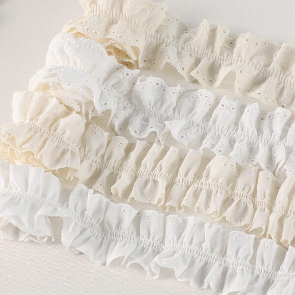 45/50mm 3D Double-Sided Cotton Pleated Lace Trim 5 Yards