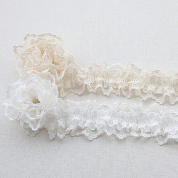 50mm Pleated Lace Trim Elastic Double Layer Ruffle 5 Yards - Image 3