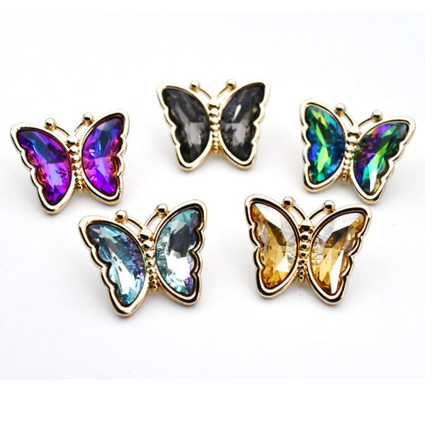 Butterfly Zircon Crystal Glass Metal Shank Buttons for Tops 10pcs - Image 3