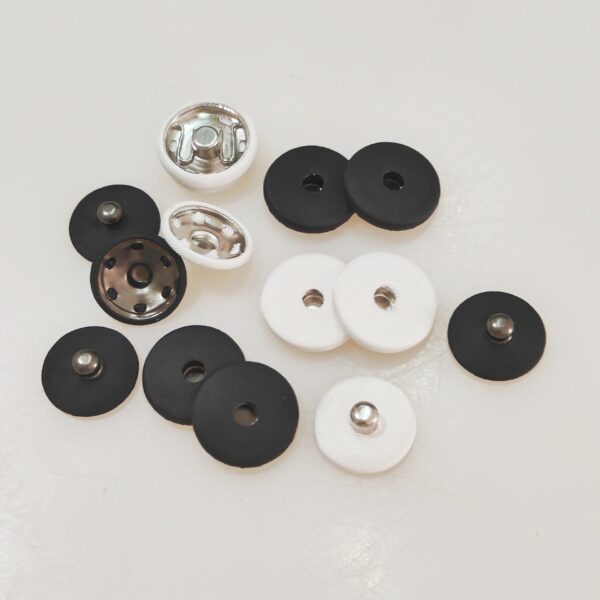 13-28mm White Black Fabric Covered Invisible Metal Snap Buttons 20pcs - Image 5