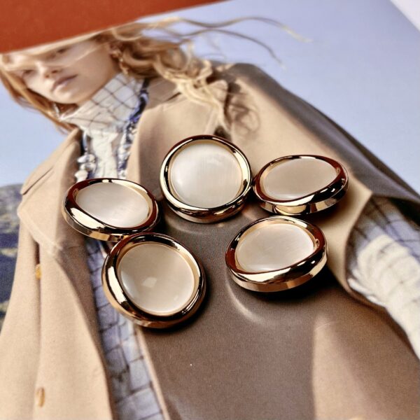 Gold-Edged Opalescent Cat Eye Chiffon Shirt Metal Buttons 10pcs - Image 2