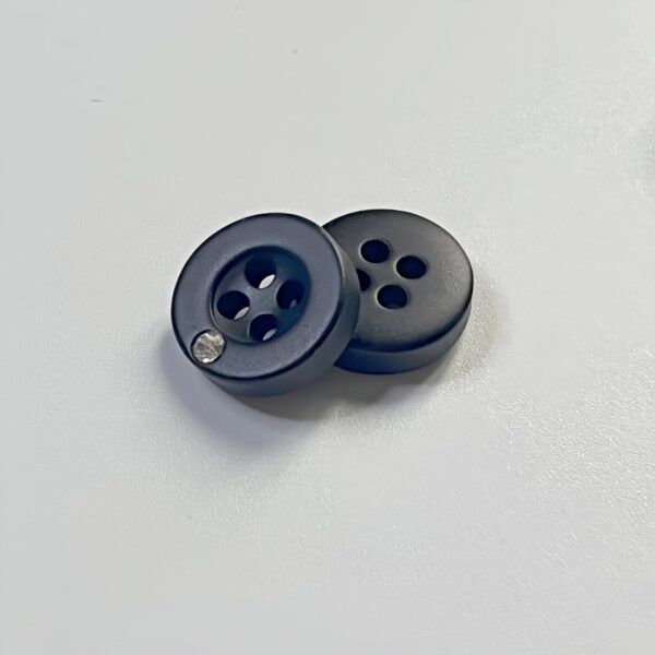 11mm Black Round 4-Hole Diamond-Encrusted Resin Buttons 50pcs - Image 2