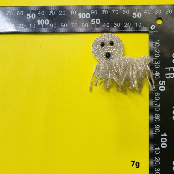 Silver Beaded Flower and Dog Fabric Patches 7 Pack - Image 8