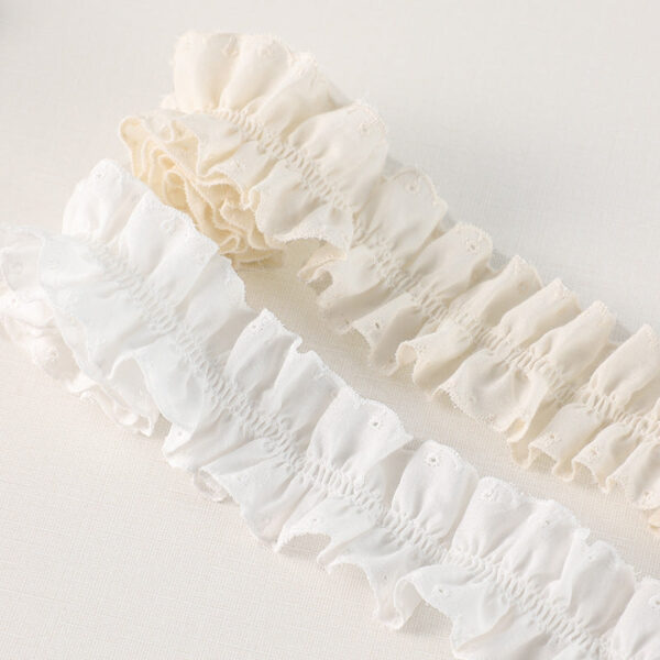 45/50mm 3D Double-Sided Cotton Pleated Lace Trim 5 Yards - Image 2
