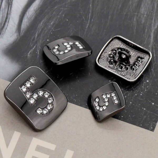 Number 5 Gold Silver Gunmetal Shank Buttons with Rhinestones 50pcs