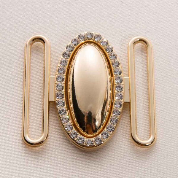 Oval Crystal-Studded Belt Buckle Set Adjustable Metal Clasps 20pcs