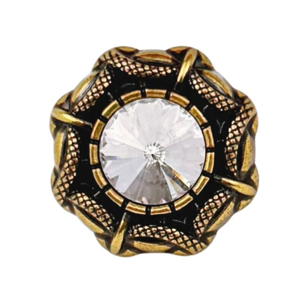 Vintage Snake Edge White Rhinestone Metal Shank Button 20pcs - Image 4