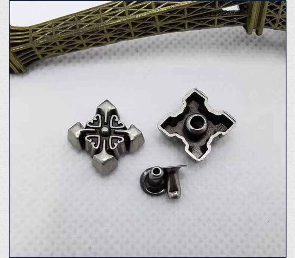 Vintage Silver Cross Flower Rivets Punk Gothic DIY Studs 30 Pack
