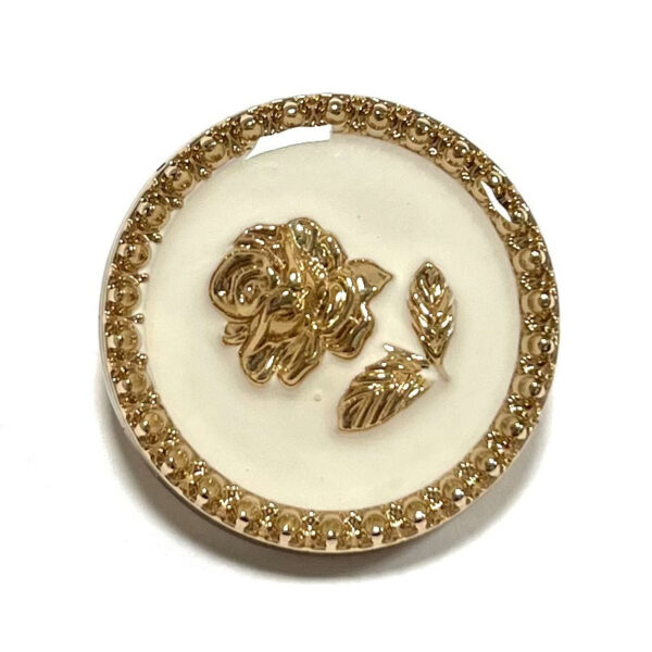 23mm Round Gold Resin Rose Metal Shank Buttons 20pcs - Image 3