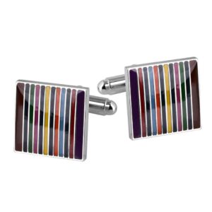 Multicolor Square Cufflinks – Handcrafted Drip Stripes for Men Women