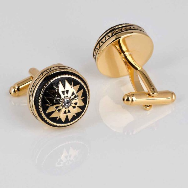 18mm Men's Black & Gold Crystal French Cufflinks