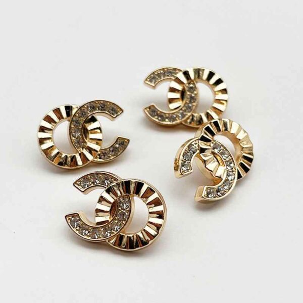 20mm Chinese C-Shaped Rhinestones Shank Metal Buttons 20pcs