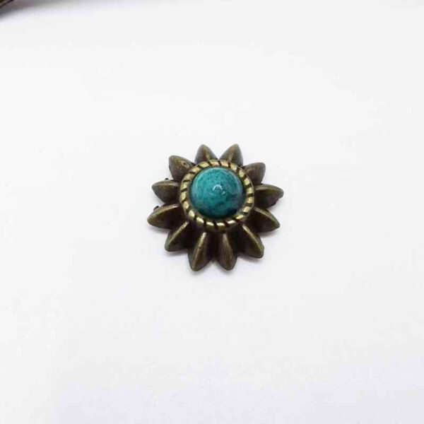 13mm Vintage Turquoise Chrysanthemum Screw-Back Studs 40 Pack
