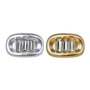 Light Gold Bright Silver Ingot Rhinestone Metal Shank Button 12pcs