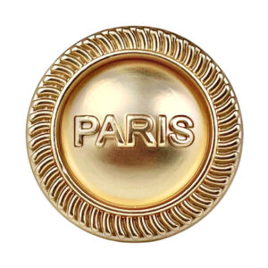 23mm Mist Gold Round Paris Letter Metal Shank Button 20pcs