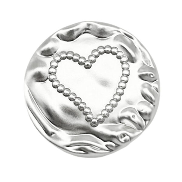 Ruffled Bubble Edge Vintage Heart Round Metal Button 12pcs - Image 4
