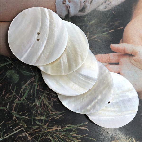 30-60mm Extra Large White Shell Round Two-Hole Buttons 10pcs - Image 2