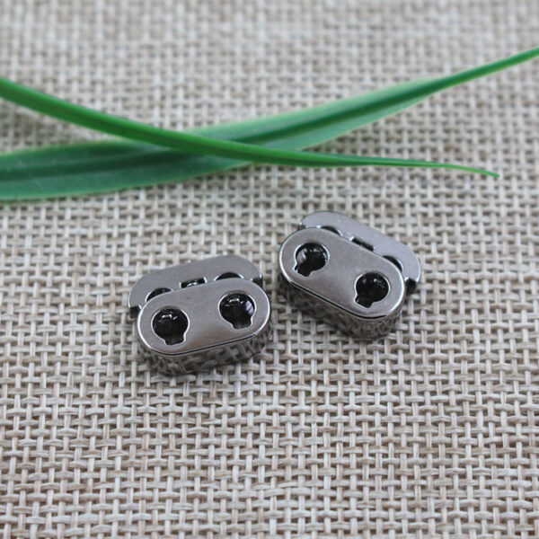 15mm Silver Zinc Alloy Double Hole Adjustable Cord Lock 100pcs - Image 3