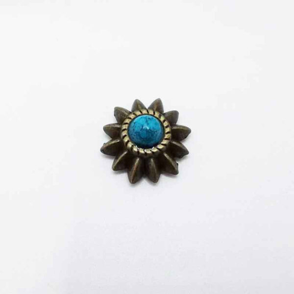 13mm Vintage Turquoise Chrysanthemum Screw-Back Studs 40 Pack