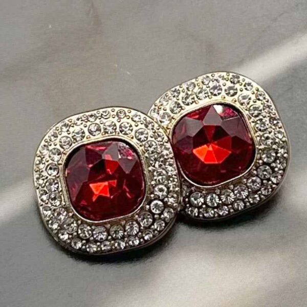 32L (20mm) Square Gemstone-Studded Metal Shank Buttons 12pcs