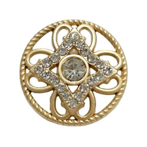 18-25mm Mist Gold Round Hollow Flower Rhinestone Metal Button 20pcs