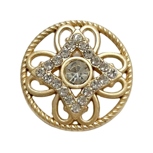 18-25mm Mist Gold Round Hollow Flower Rhinestone Metal Button 20pcs
