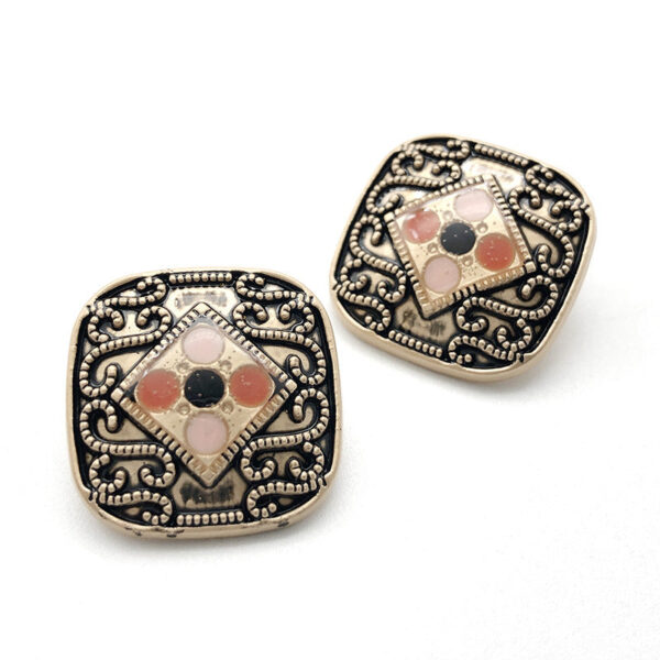Exotic Diamond-Inlaid Pearl Metal Shank Button 10pcs - Image 10