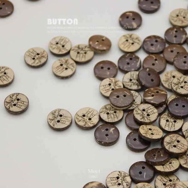 13mm Round 2-Hole Coconut Shell Buttons 100pcs