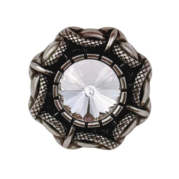 Vintage Snake Edge White Rhinestone Metal Shank Button 20pcs - Image 5